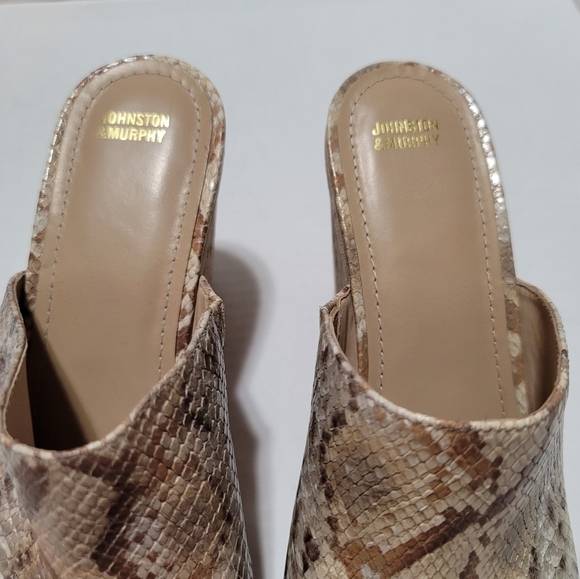 Johnston & Murphy Snake Print Notch Wedge 10 Slip On Open Toe - Picture 3 of 9